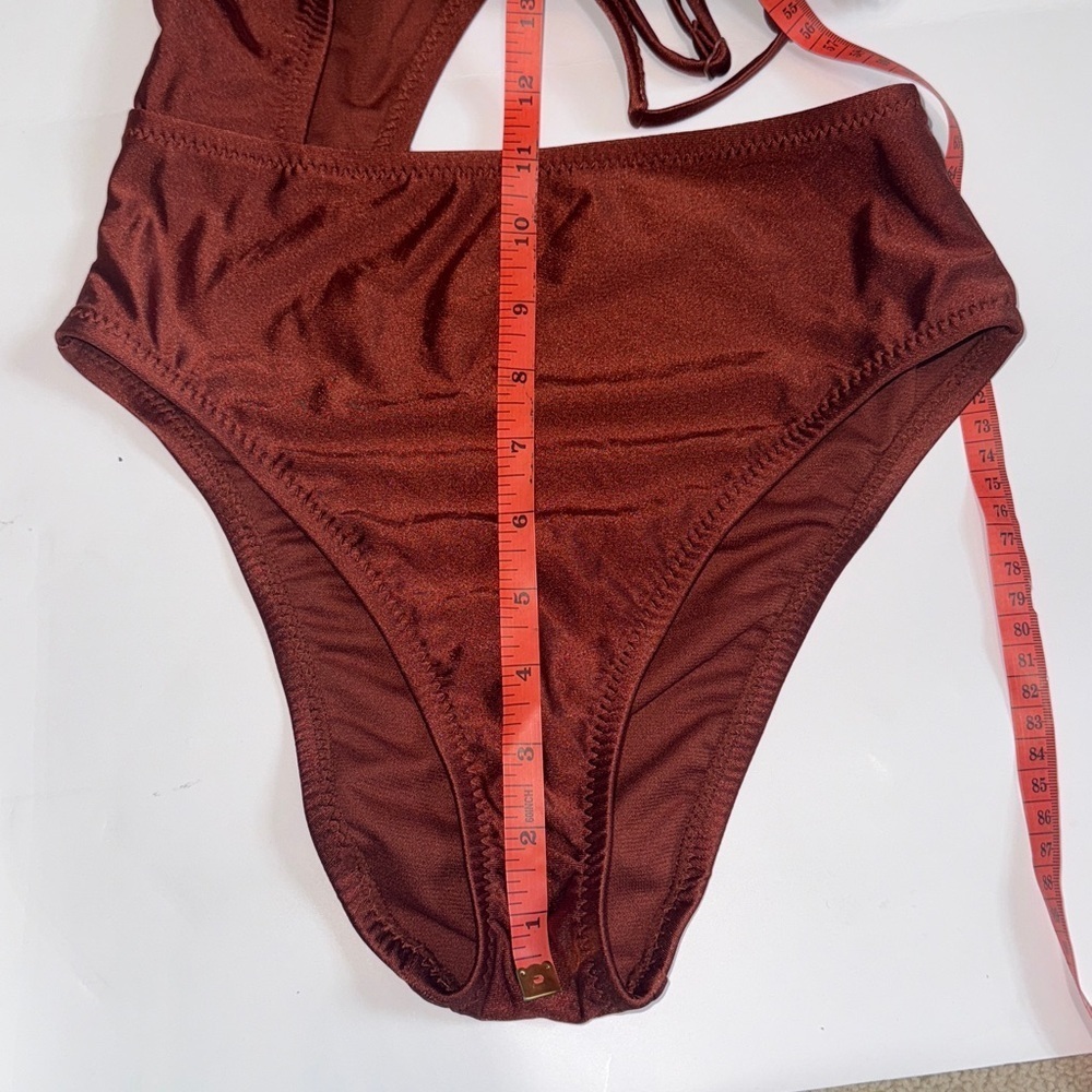 Target Noel Asymetrical Bronze Orange Cut Out One-Piece Swimsuit XS - Picture 14 of 15